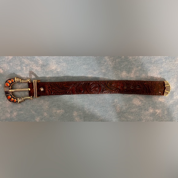 Studio Barse Gemstone Bronze and Leather Buckle Bracelet - Picture 2 of 8